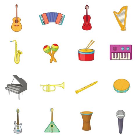 Musical Instruments Icons Set Cartoon Style 4221167 Vector Art At Vecteezy