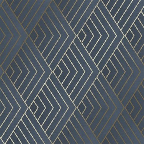 Chevron Geometric Wallpaper Navy Gold Wallpaper From I