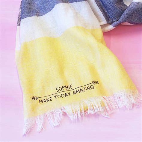'we were only there for five days and during that time tom was a bit annoyed that the.' personalised inspirational quote scarf by sparks clothing | notonthehighstreet.com