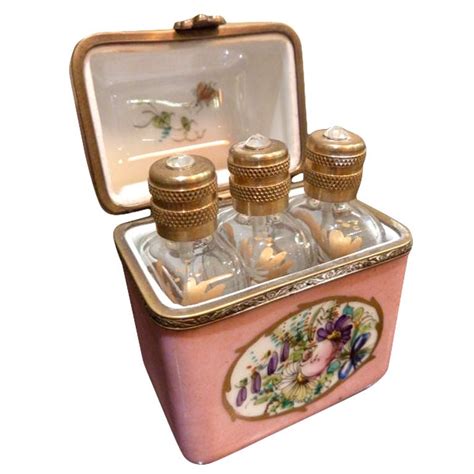 Limoges Box With Trio Of Perfume Bottles At 1stdibs