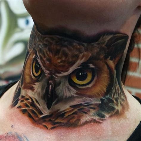 Realistic Owl Neck Tattoo Tatoo Coruja Artes