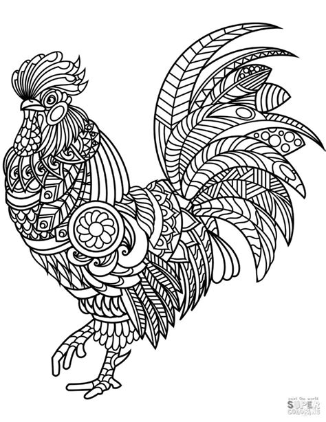 Get This Adult Coloring Pages Animals Rooster 1