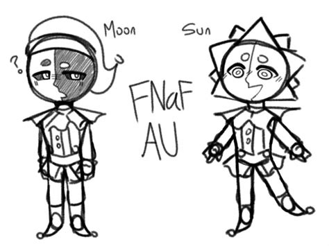 Sketch Drawing Of Moon And Sun Fnaf Au Natures Art Club Amino