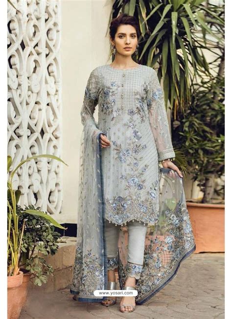 Buy Silver Latest Georgette Designer Party Wear Pakistani Style Salwar