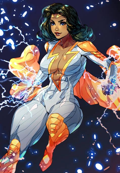 Thunder Woman Comm By Xdtopsu Black Anime Characters Superhero Art