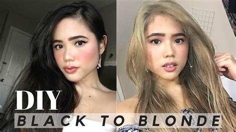 Dying dark hair to a light blonde is very costly. DIY BLACK TO BLONDE IN 3 STEPS (in-depth tutorial for ...