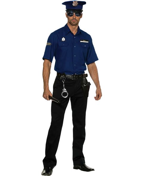 K35 Mens Blue Police Officer Policeman Halloween Cops Uniform Costume