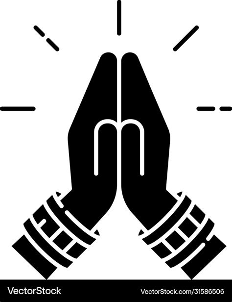 Namaste Black Glyph Icon Royalty Free Vector Image
