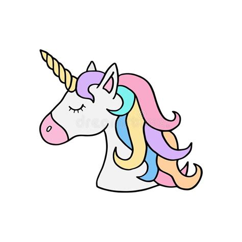 Colorful Rainbow Unicorn S Head Illustration Stock Vector