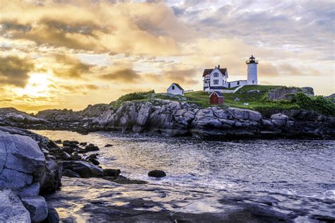 Nubble Lighthouse At Dawn York Maine Stanton Champion