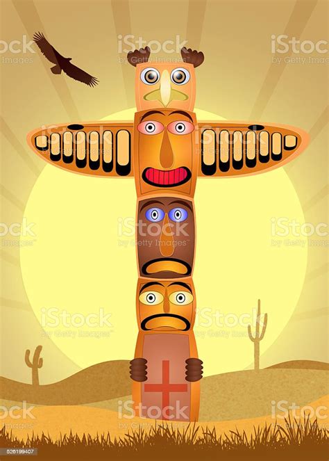 Indian Totem Stock Illustration Download Image Now American Culture Cartoon Carving