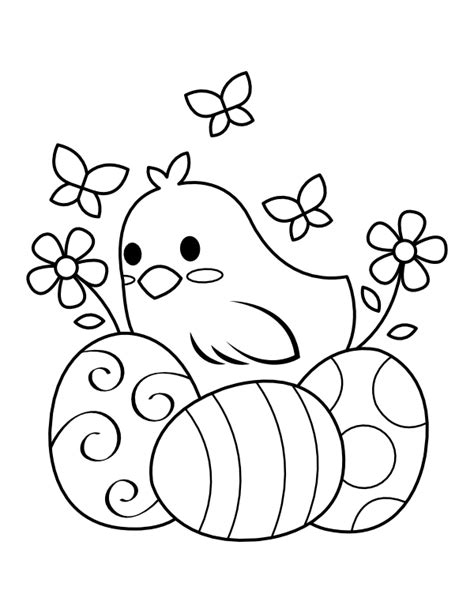 Coloring Page With Cartoon Easter Eggs And Chick Coloring Page Cute The Best Porn Website