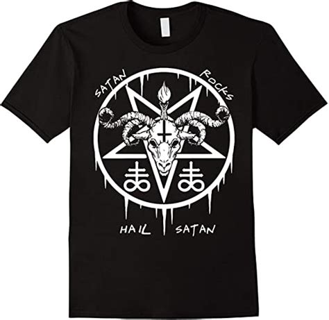 Hail Satan Satanic Tshirt Occult Shirt Baphomet Shirt Mens Sports T