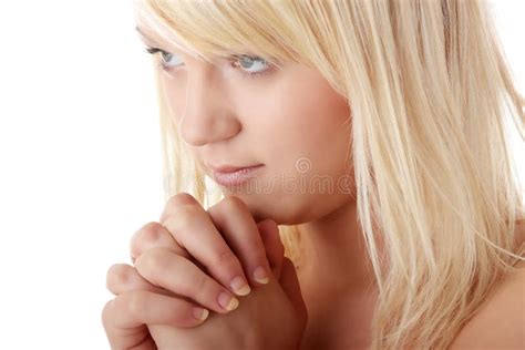 Young Woman Praying Close Up Stock Image Image Of Belief Portrait 17901747