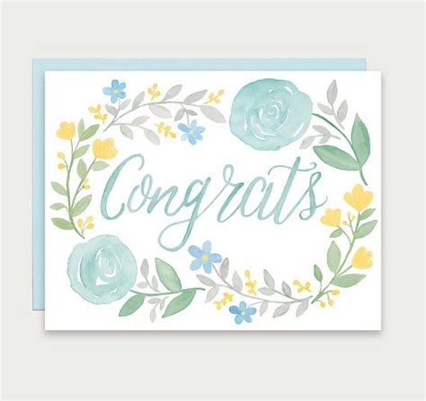 Congratulations Card Congrats Card Floral Wreath Wedding Card Floral