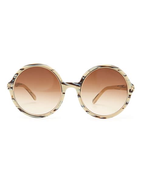 Tom Ford Carrie Striped Round Sunglasses Ivoryblack
