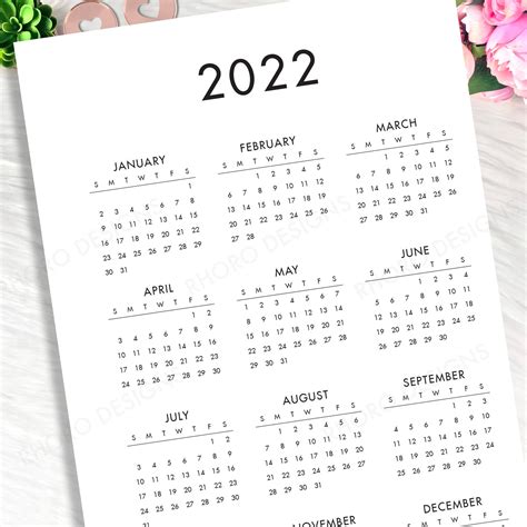 Happy Planner Mini Calendar Printable Inserts 2022 Calendar Etsy