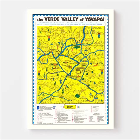 Vintage Verde Valley Az Map 1950 By Teds Vintage Art