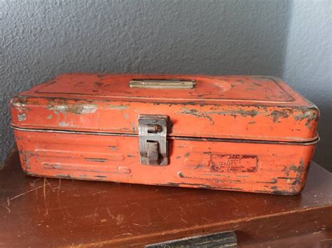 Vintage Toolbox Well Worn Red Roughed Up Tool Box Aged Etsy Tool