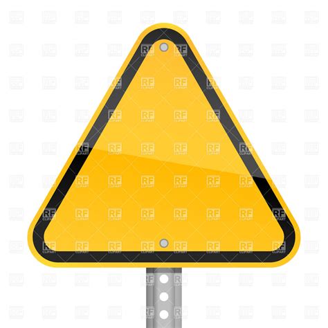 Yellow Triangle Road Sign Blank Hazard Warning Sign Vector Image