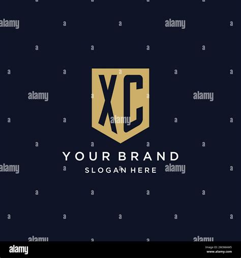 Xc Monogram Initials Logo Design With Shield Icon Template Stock Vector
