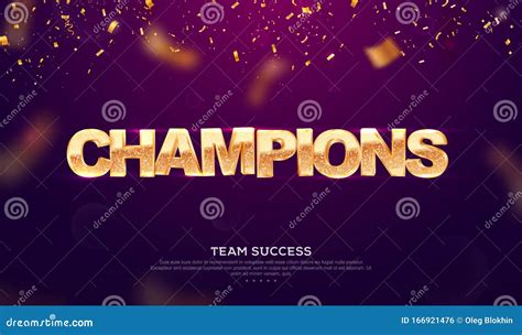 3d Golden Glitter Word Champions Vector Illustration Winning