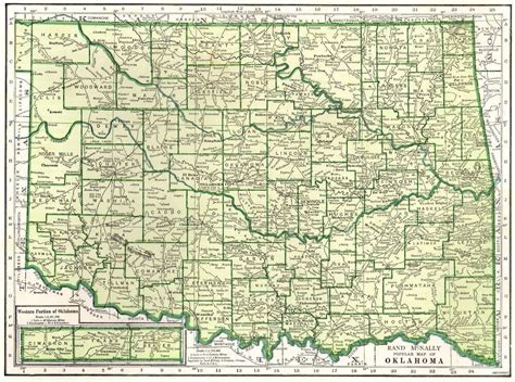 1943 Antique Oklahoma Map Of Oklahoma State Map Gallery Wall Art 4166