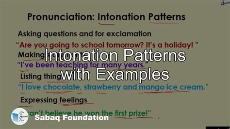 Intonation Patterns With Examples English Lecture Sabaqpk Youtube