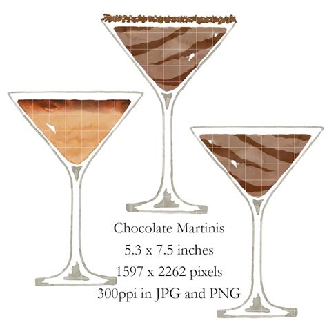 Watercolor Chocolate Martini Clip Art Chocolate Drink Etsy
