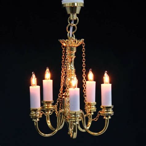 Dollhouse Miniatures Dollhouse Led Candle Chandelier Battery Lighting 1