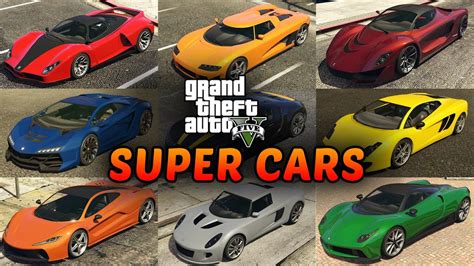 GTA 5 Super Cars List  All Supercars in Grand Theft Auto V  YouTube