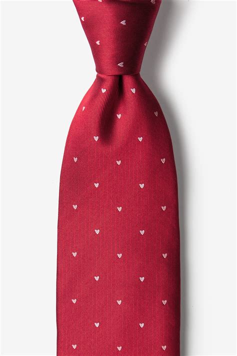 Hearts Red Silk Tie Holiday Neckties