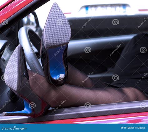 woman legs in high heels out the window of car stock image image of conceptual cabriolet