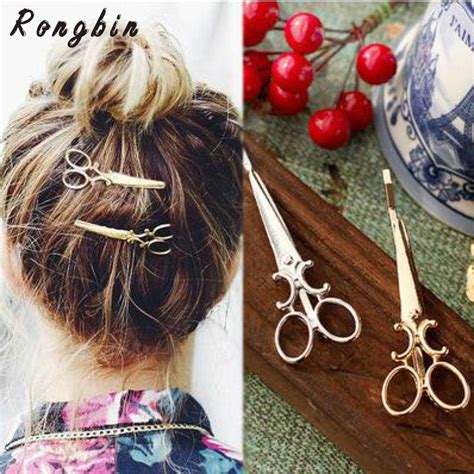 Fashion Gold Scissors Hair Clips Hairpins Horquillas Barrette Femme