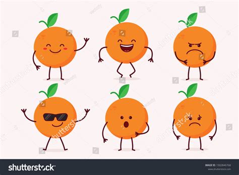 Cute Orange Fruit Character Happy Smile Stock Vector Royalty Free
