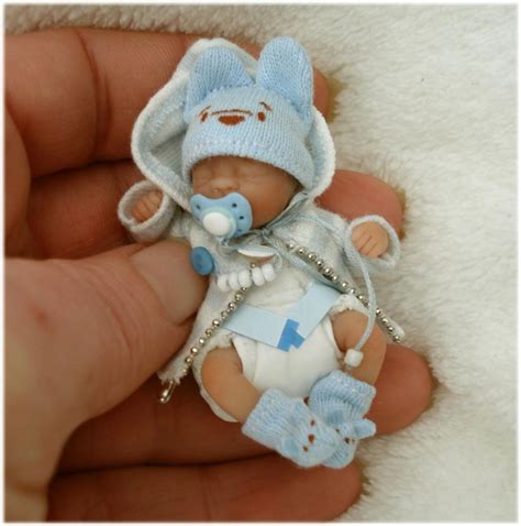 Ooak Miniaturen Baby 55 Cm Bewegl Mit Mega Süßen Teddy Outfit D