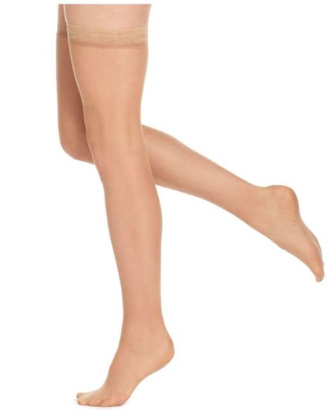 hanes silk reflections silky sheer lace thigh highs lyst
