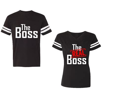 the boss the real boss unisex couple matching cotton jersey style t shirt contrasting stripes on