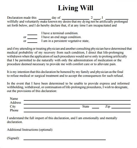 Free 8 Sample Living Wills In Pdf Living Will Forms Free Printable