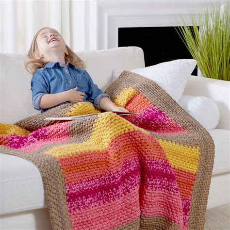 Red Heart Bright Stripes Reversible Throw in color in 2020 | Bright stripes, Reversible blanket ...