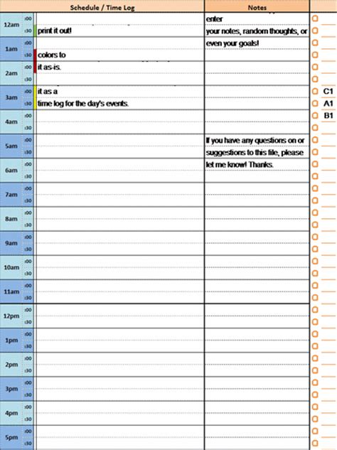 24 Hour Daily Planner Template With Notes And Tasks List Planners