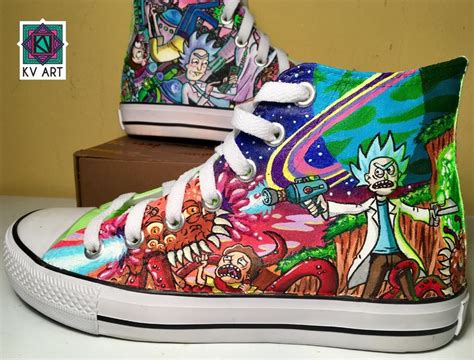 Kv Art Custom Hand Painted Rick And Morty Hand Converse Zapatos