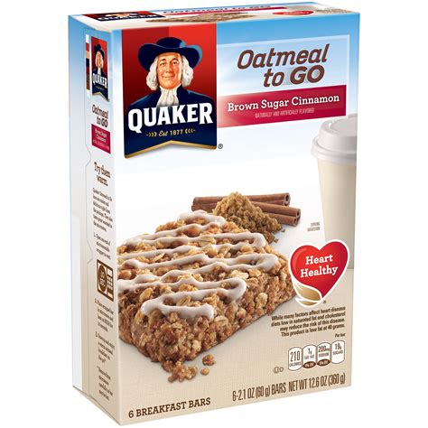 Quaker Oatmeal To Go Brown Sugar Cinnamon Breakfast Bars 6 21 Oz Bars