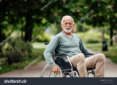 Portrait Disabled Mature Man Smiling Camera Stock Photo 1984324061