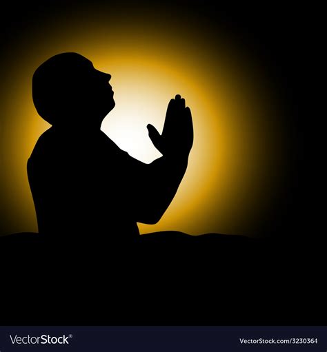 Man Praying Black Silhouette Royalty Free Vector Image