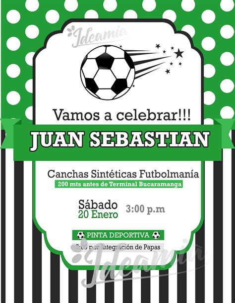 Diseño De Tarjeta De Invitación De Cumpleaños Tema Futbol Soccer