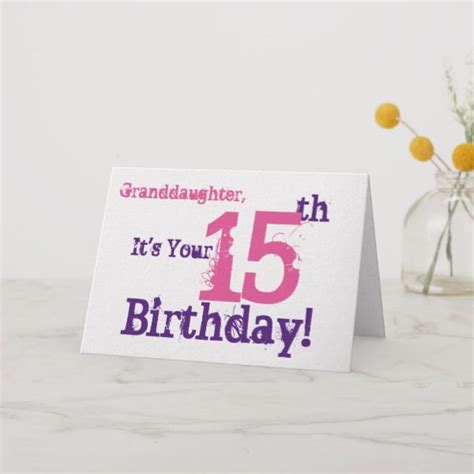 Granddaughters 15th Birthday In Purple Pink Card