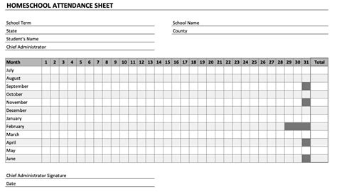 Free Printable Homeschool Attendance Sheet Printable Templates
