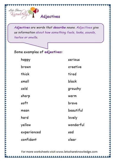 Adjectives Worksheets For Grade 3