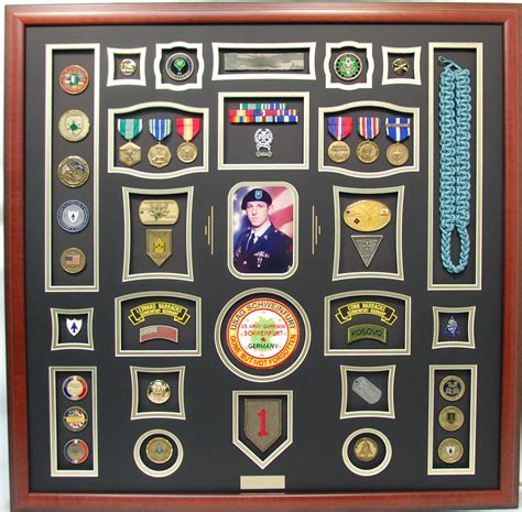 Us Army Infantry Shadow Box Display With Challenge Coins